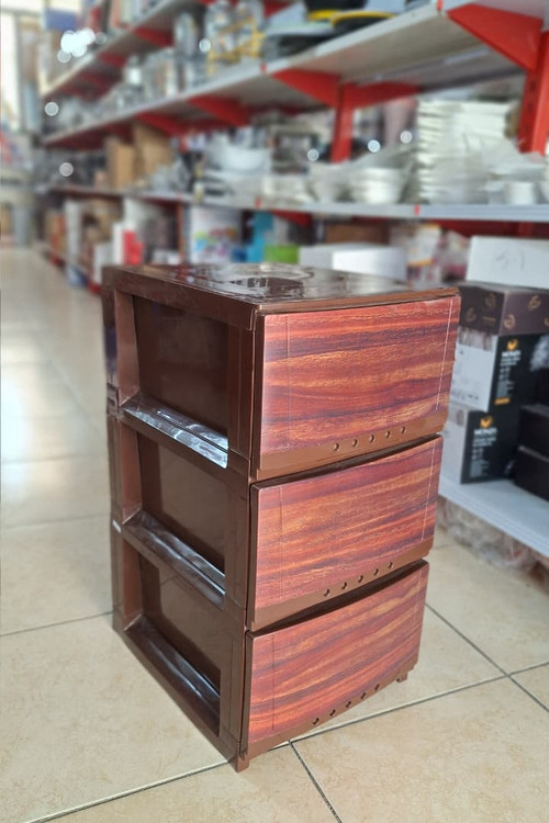 دراور پلاستیکی سه کشو طرح چوب